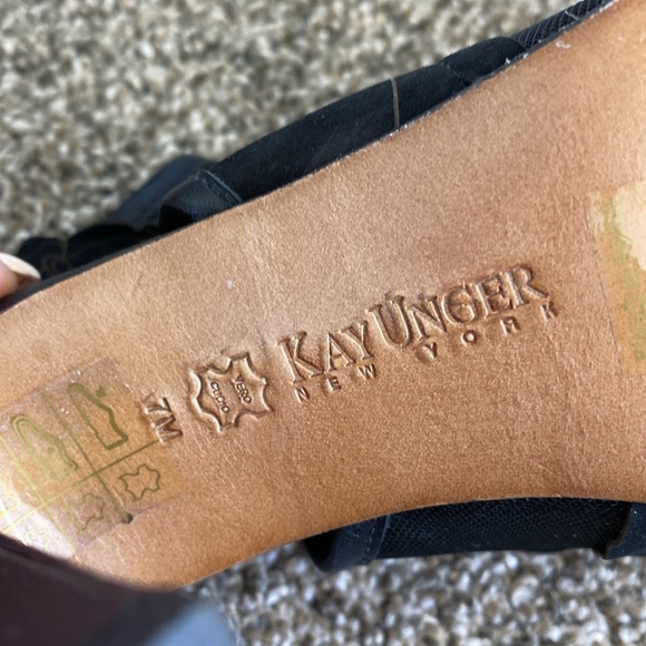 Kay Unger, Mesh & Floral Leather Black Sandals Heels Platform Sexy - Picture 12 of 12